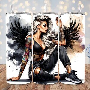 Tattooed Women Tumbler, Badass Women Tumbler, Ink Women Tumbler, Goth Girl Cup
